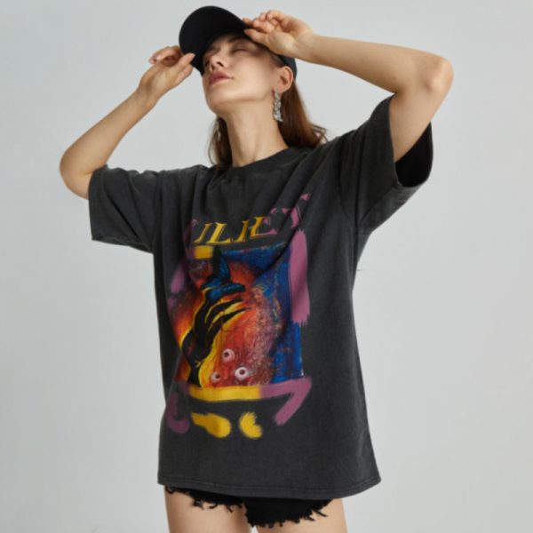 Custom Women's 70% Cotton Acid Wash T-shirt Vintage Style - 图片 4