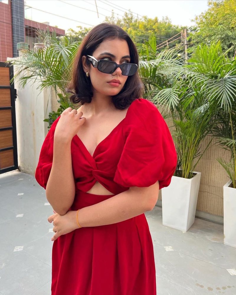 Red Puff Sleeve Dress