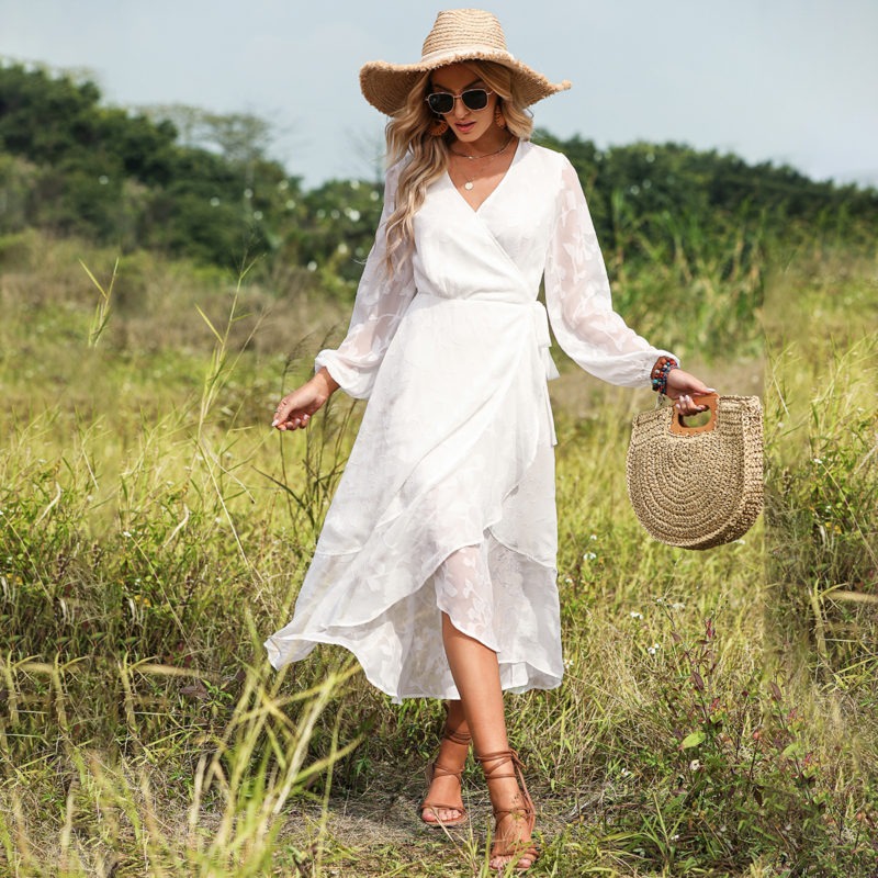 White Jacquard Dress