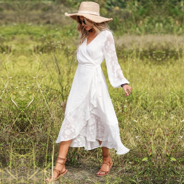 White Jacquard Dress