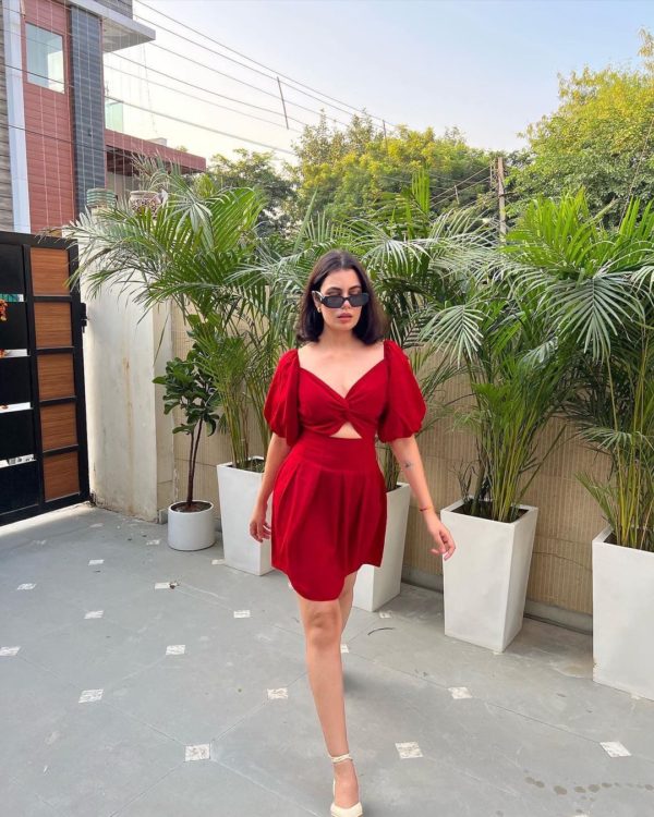 Red Puff Sleeve Dress