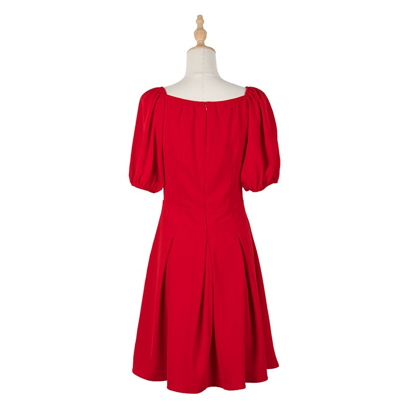 Red Puff Sleeve Dress