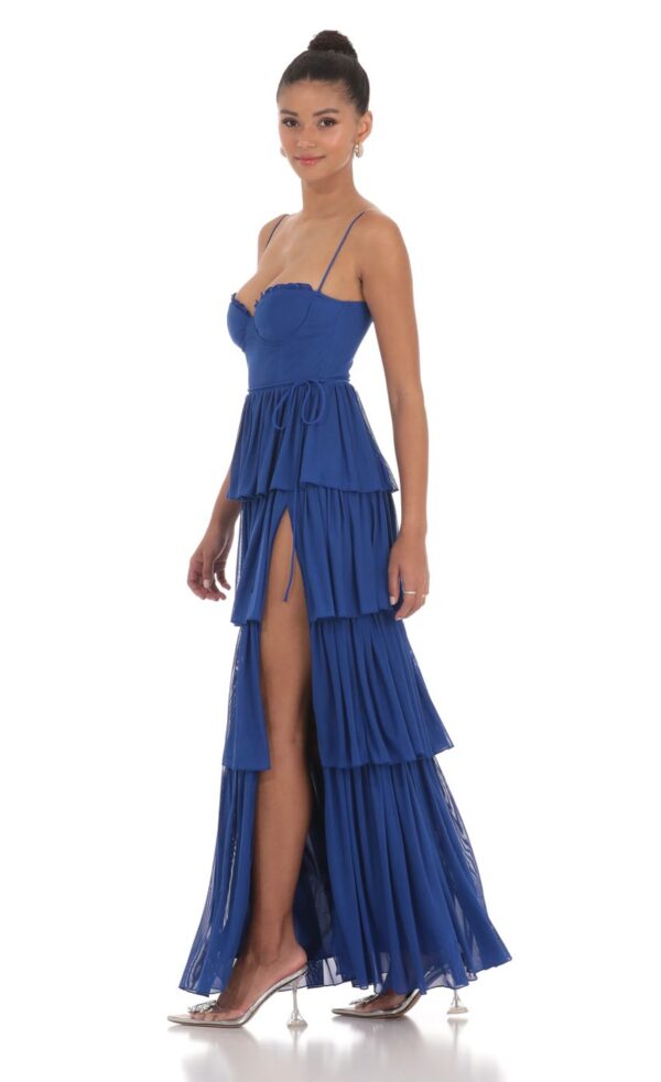 Blue Tiered Sexy Spaghetti Strap Dress - 图片 2